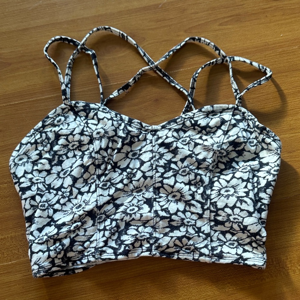 Hollister Black and White Floral Top